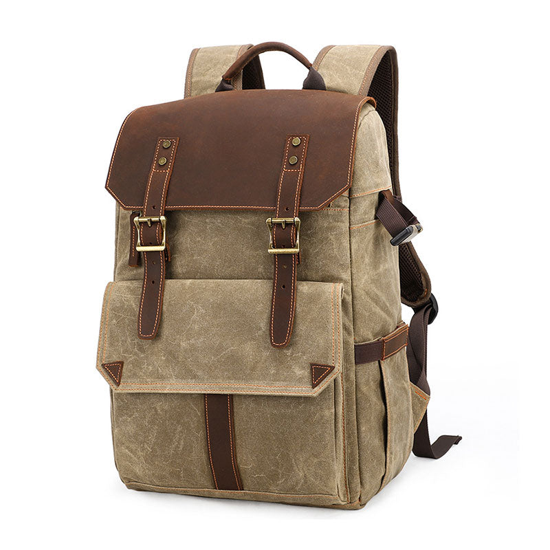 Artisan waxed canvas camera bag backpack