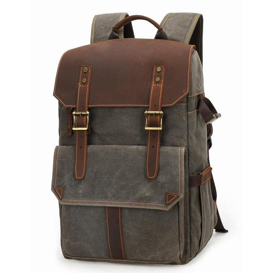 Compact Camera Backpack for Travel with Multiple Compartments - Leather Purse Backpack