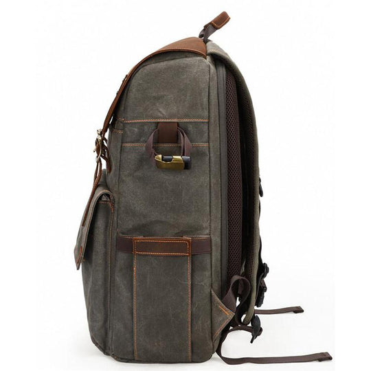 Compact Camera Backpack for Travel with Multiple Compartments - Leather Purse Backpack
