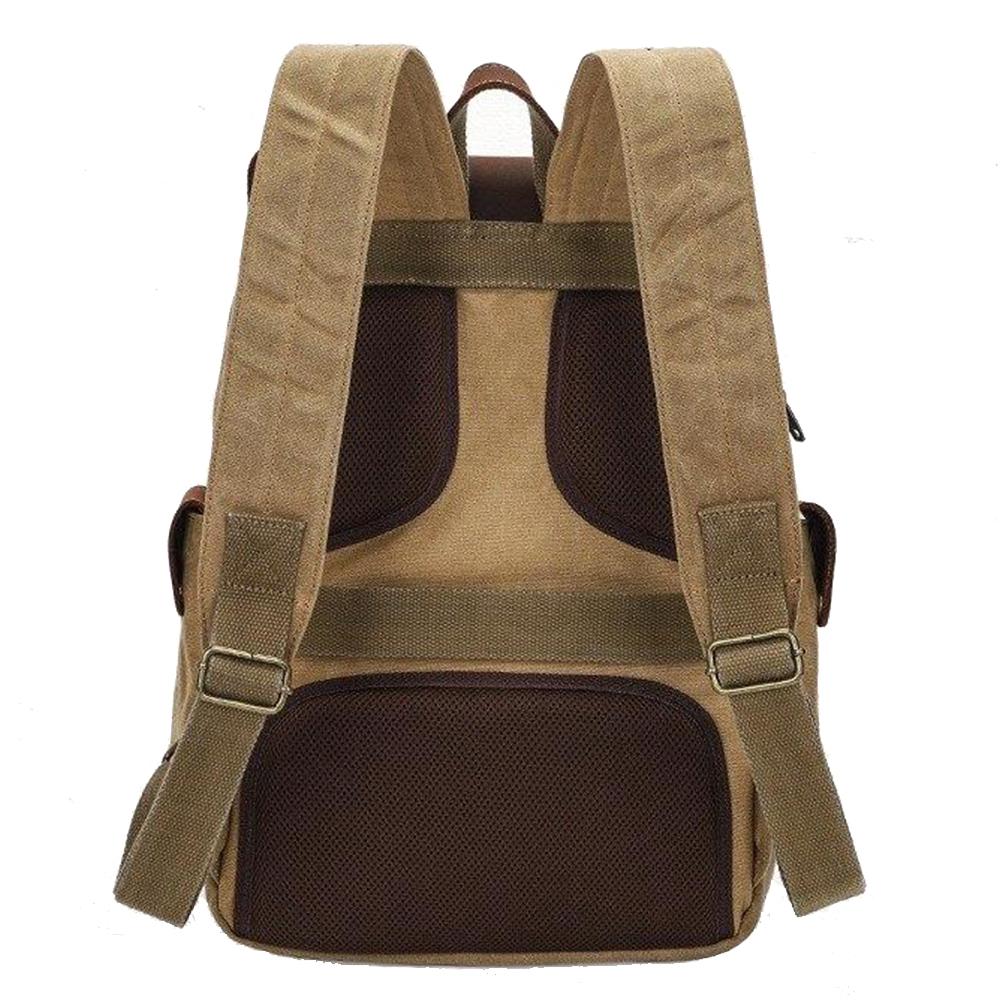Multi-Functional Camera Rucksack with Adjustable Interior and Rain Cover - Leather Purse Backpack