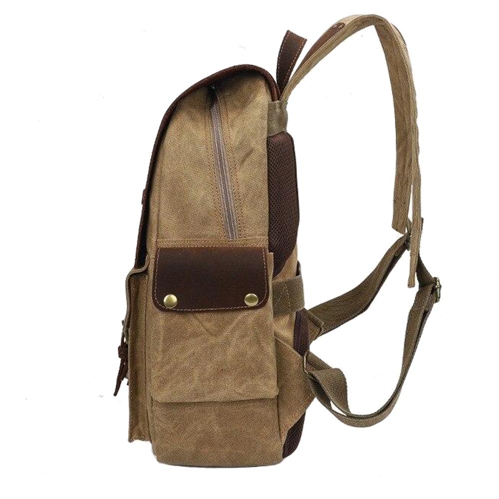 Multi-Functional Camera Rucksack with Adjustable Interior and Rain Cover - Leather Purse Backpack