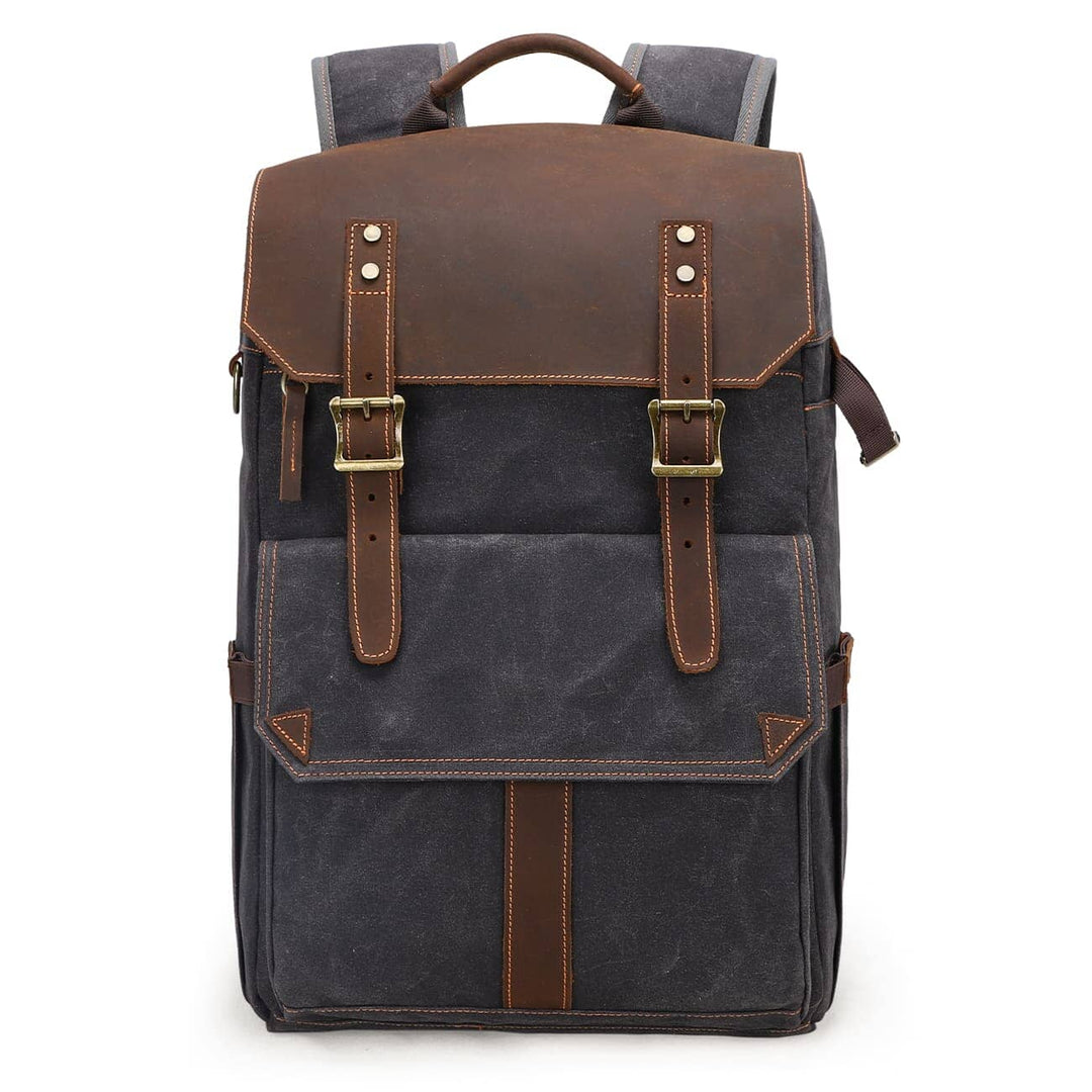 Compact Camera Backpack for Travel with Multiple Compartments - Leather Purse Backpack