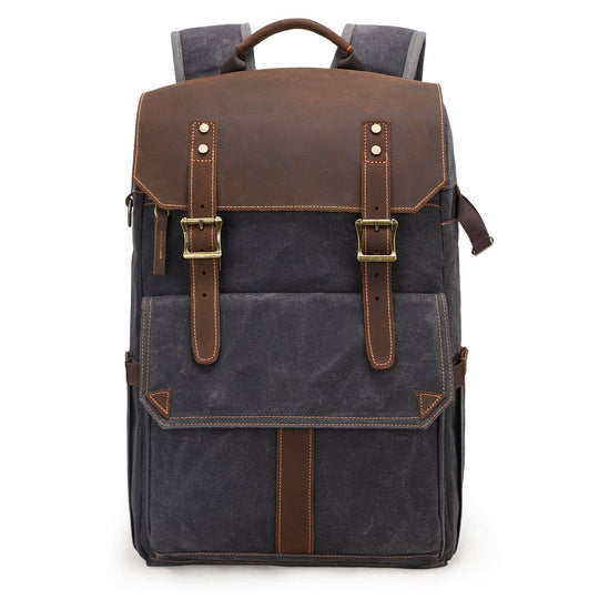Compact Camera Backpack for Travel with Multiple Compartments - Leather Purse Backpack