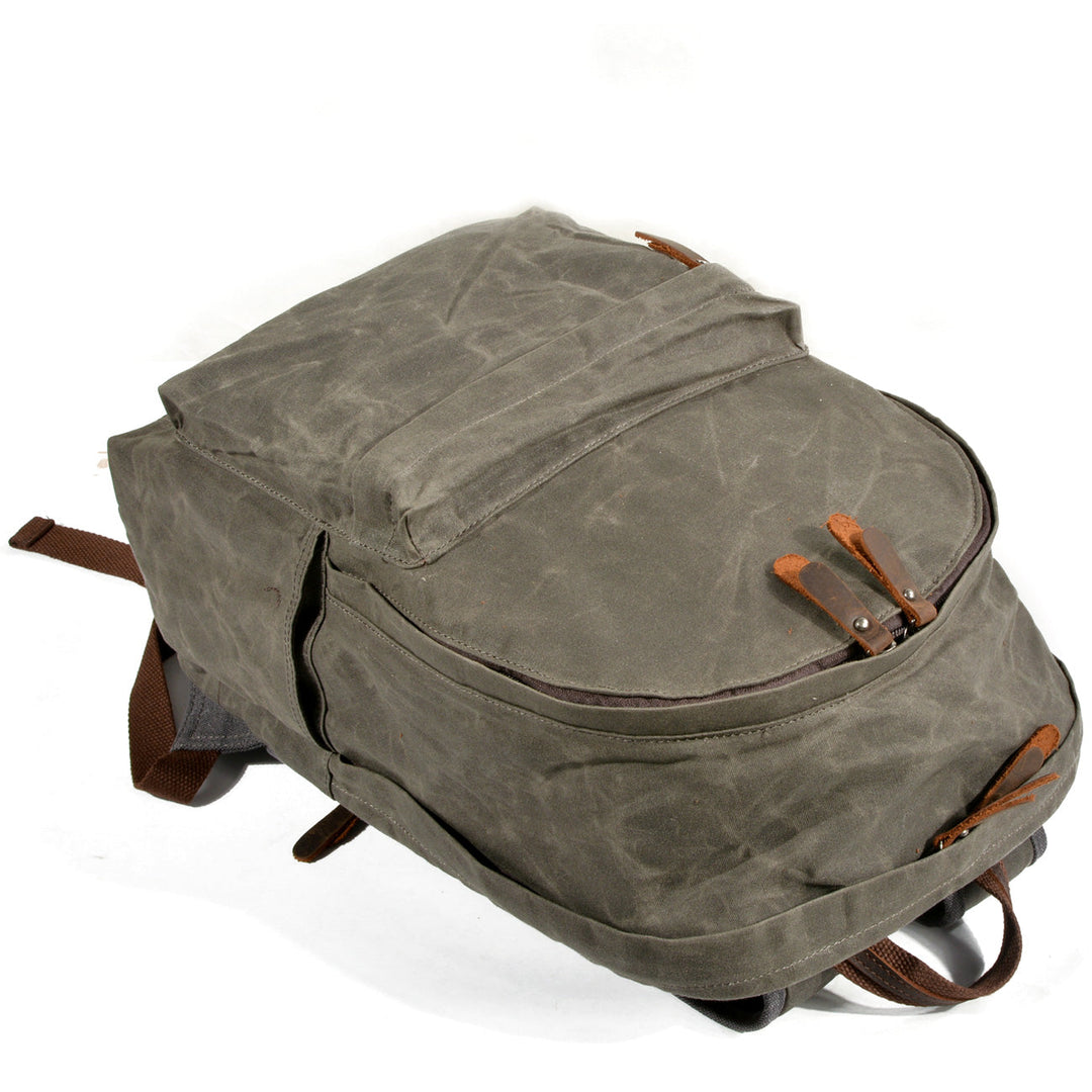 Retro Canvas Bookbag with Vintage Design and Adjustable Straps - Leather Purse Backpack