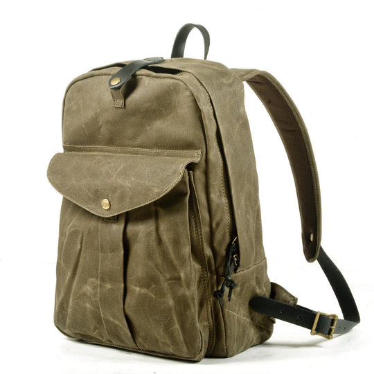 Classic Canvas Backpack with Adjustable Straps and Front Pocket - Leather Purse Backpack