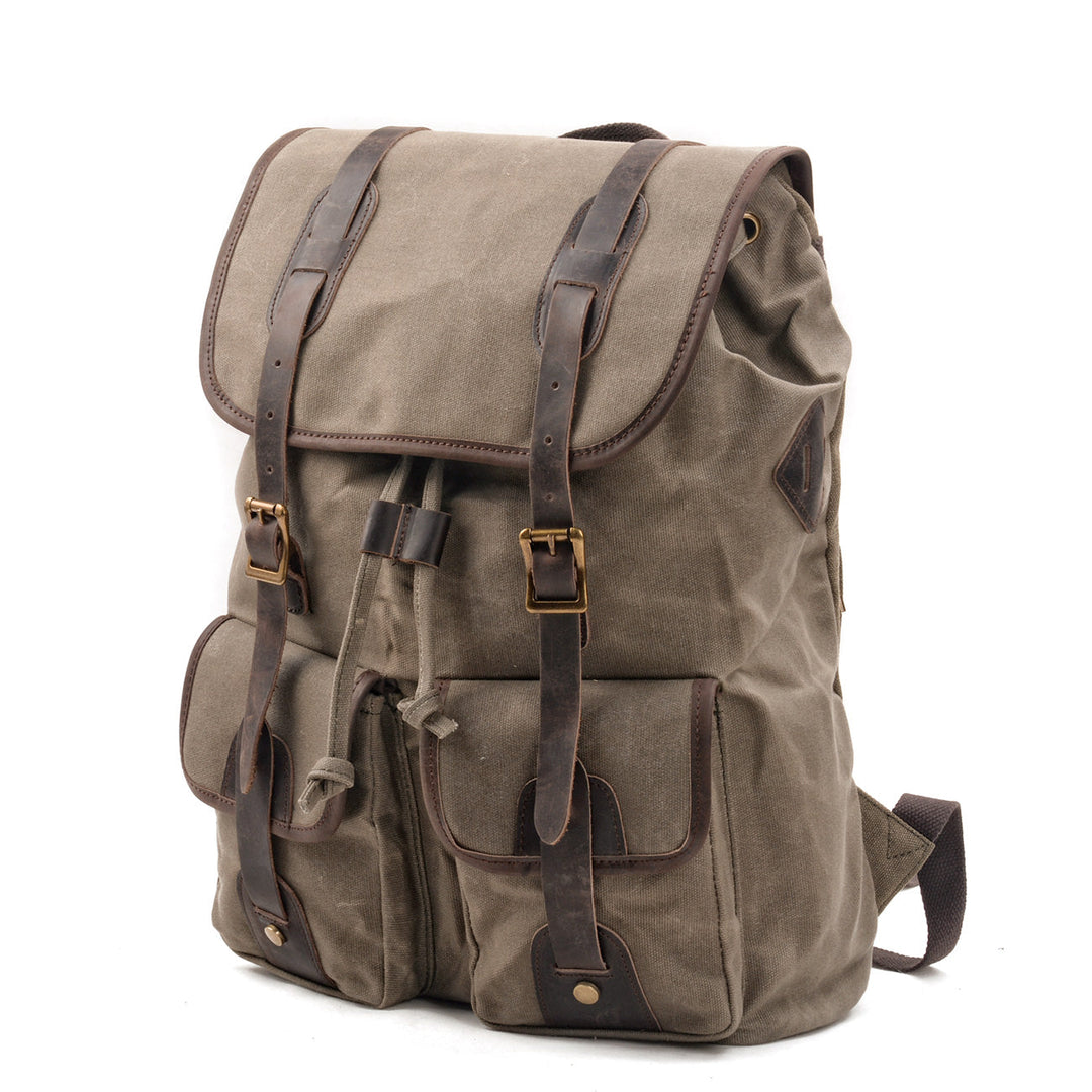 Canvas Travel Backpack with Laptop Sleeve and Multiple Pockets - Leather Purse Backpack