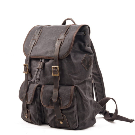 Canvas Travel Backpack with Laptop Sleeve and Multiple Pockets - Leather Purse Backpack