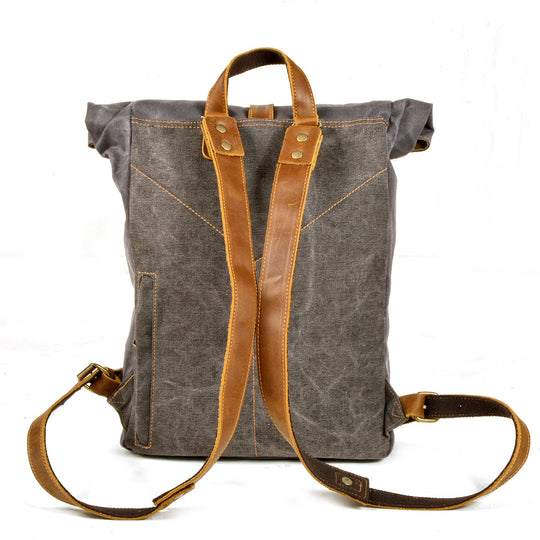 Elegant Waxed Canvas Rucksack for Commuting and Exploration - Leather Purse Backpack
