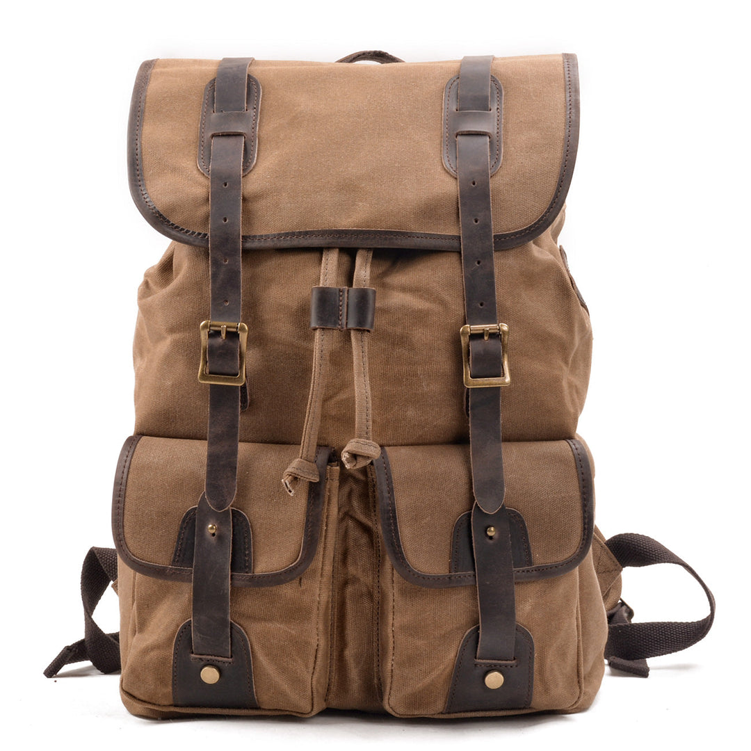 Canvas Travel Backpack with Laptop Sleeve and Multiple Pockets - Leather Purse Backpack