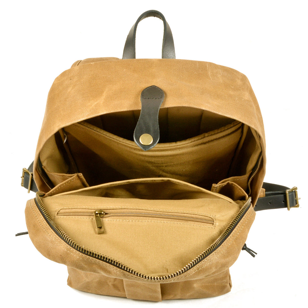 Classic Canvas Backpack with Adjustable Straps and Front Pocket - Leather Purse Backpack