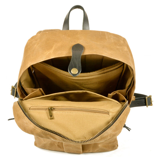 Classic Canvas Backpack with Adjustable Straps and Front Pocket - Leather Purse Backpack