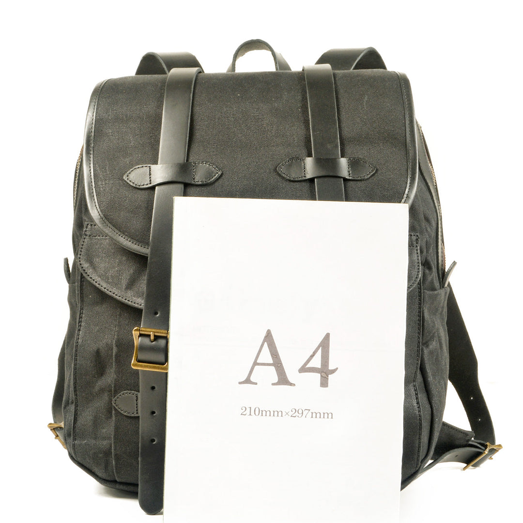 Vintage Canvas Rucksack Backpack with Adjustable Straps & Pockets - Leather Purse Backpack
