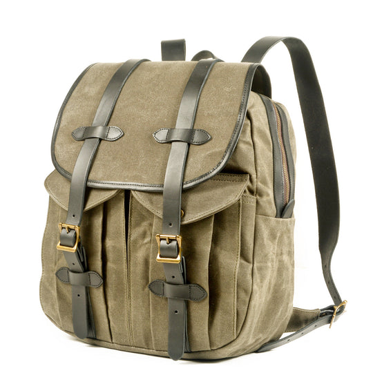 Vintage Canvas Rucksack Backpack with Adjustable Straps & Pockets - Leather Purse Backpack
