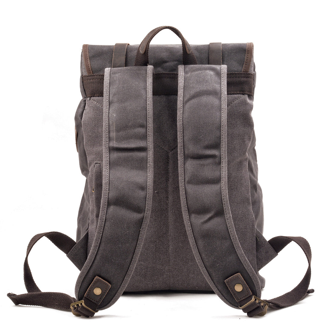 Canvas Travel Backpack with Laptop Sleeve and Multiple Pockets - Leather Purse Backpack