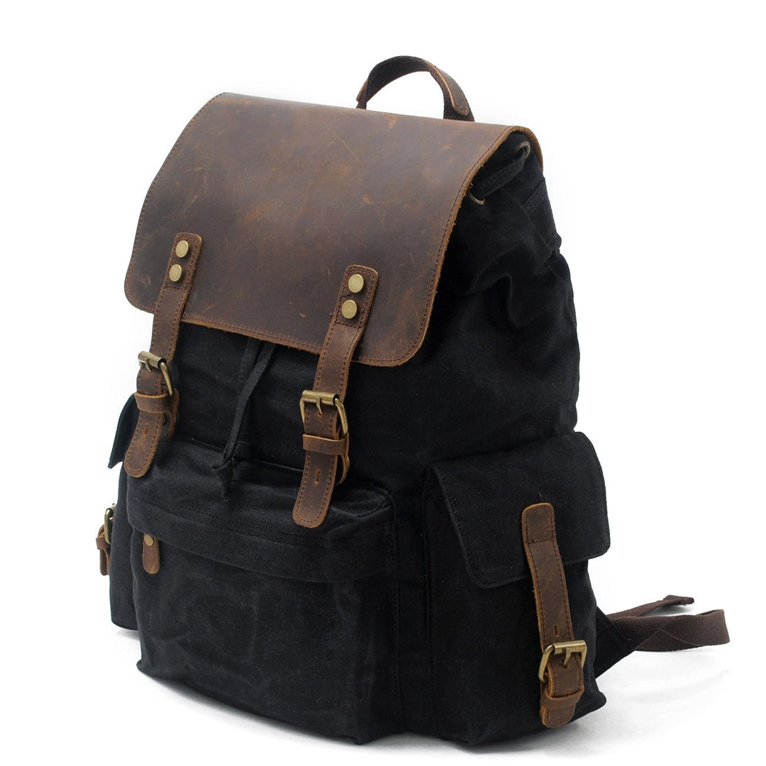Waxed Canvas Backpack – Durable, Water-Resistant Bag with Classic Style - Leather Purse Backpack