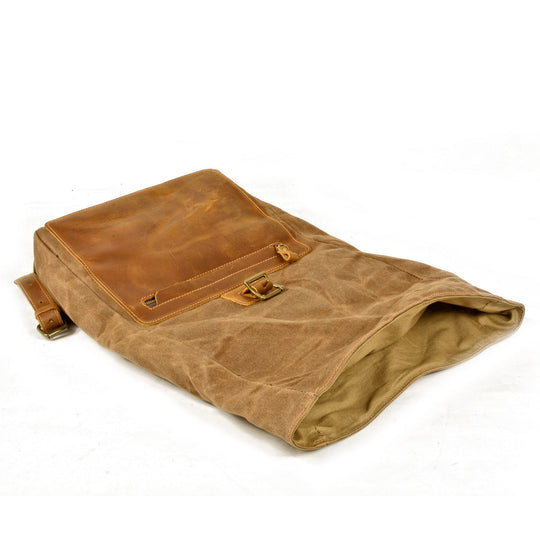 Elegant Waxed Canvas Rucksack for Commuting and Exploration - Leather Purse Backpack