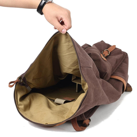 Stylish Canvas Laptop Backpack – Durable, Spacious Bag for Daily Use - Leather Purse Backpack