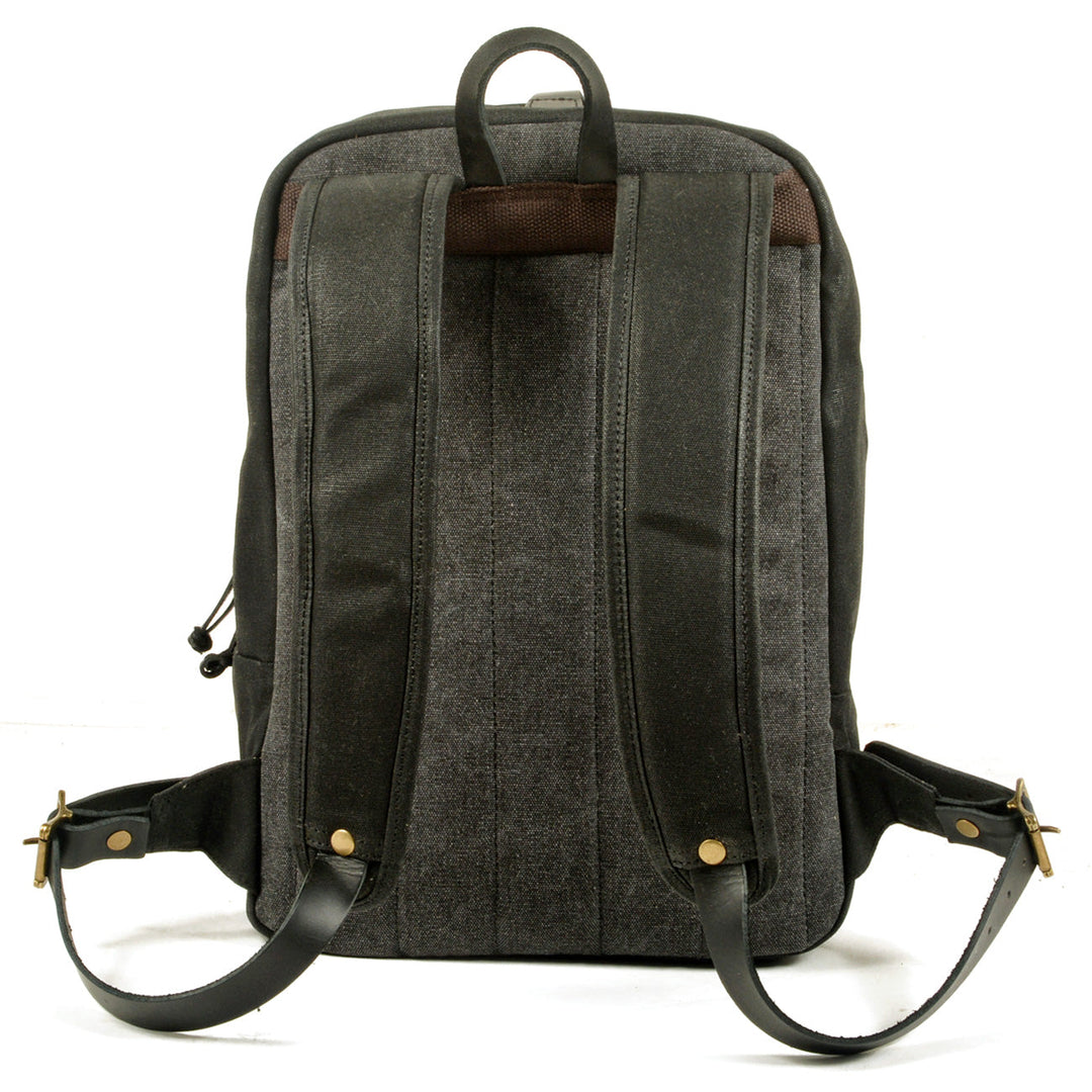 Classic Canvas Backpack with Adjustable Straps and Front Pocket - Leather Purse Backpack