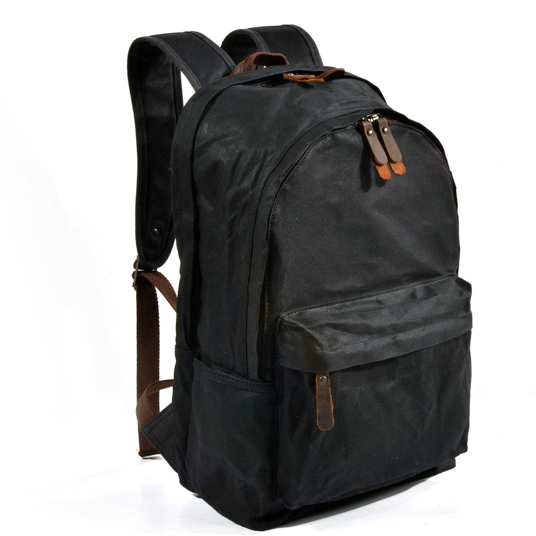 Retro Canvas Bookbag with Vintage Design and Adjustable Straps - Leather Purse Backpack