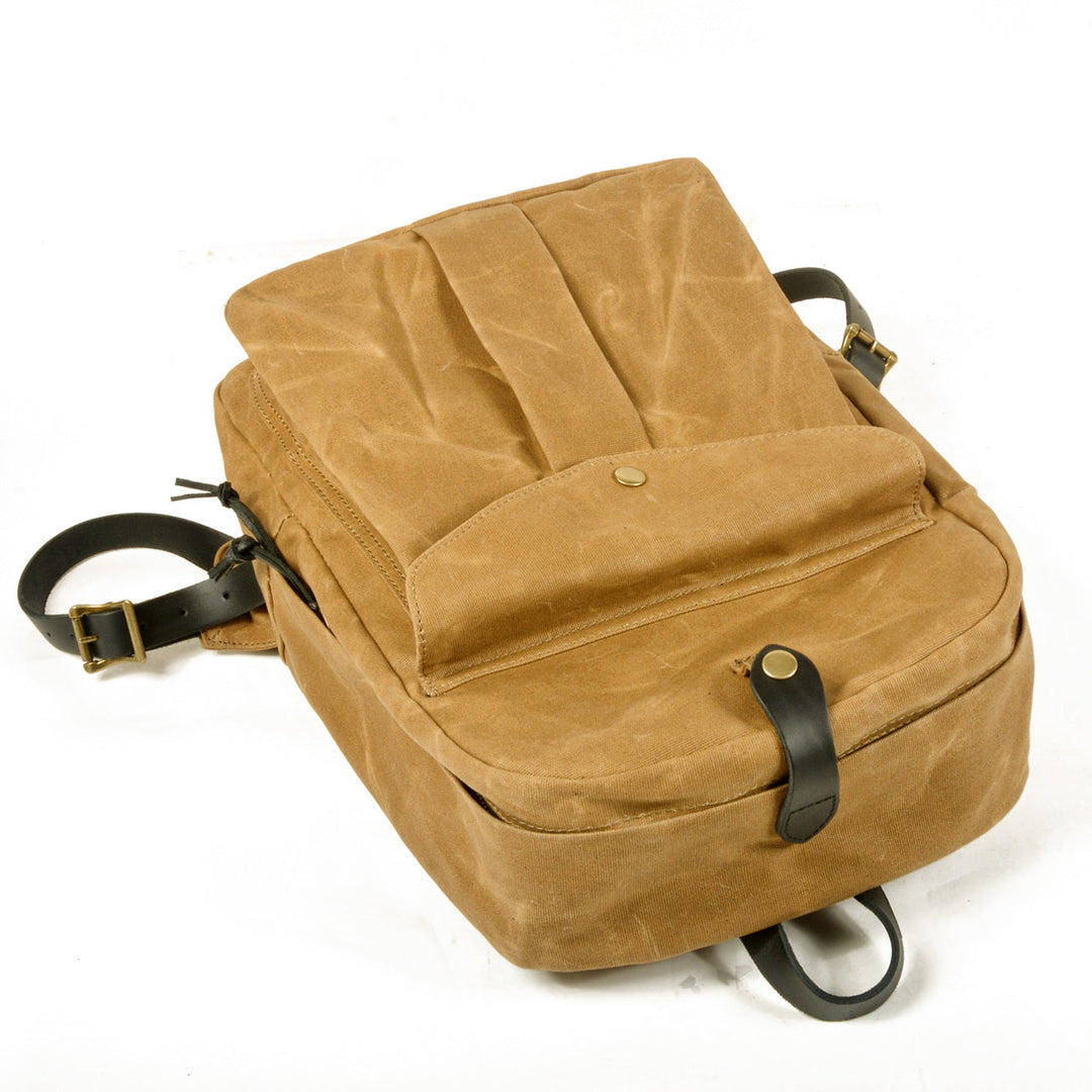 Classic Canvas Backpack with Adjustable Straps and Front Pocket - Leather Purse Backpack