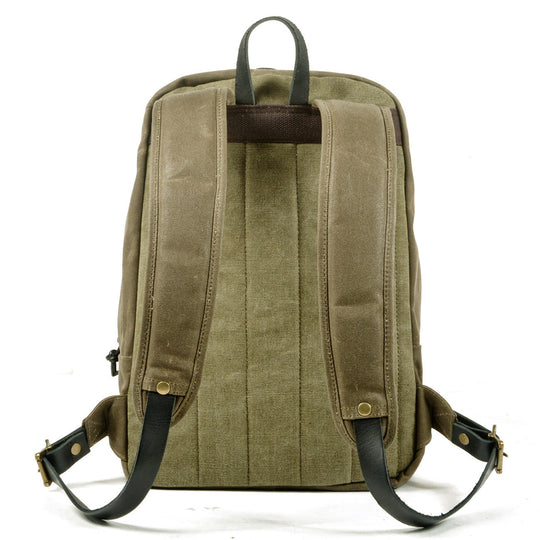 Classic Canvas Backpack with Adjustable Straps and Front Pocket - Leather Purse Backpack