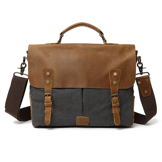 Vintage-style men's canvas messenger bag