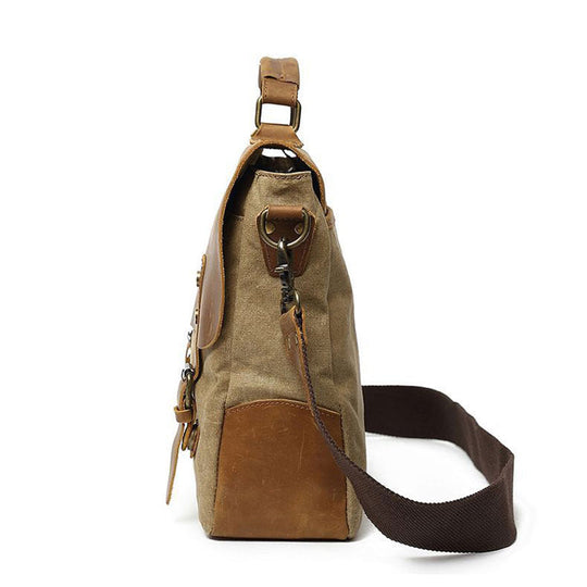 Men's canvas messenger bag in vintage style