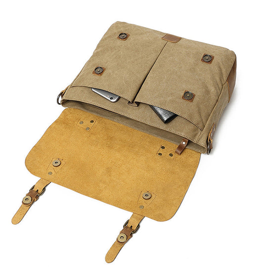 Fashionable canvas messenger bag with a retro vibe for him