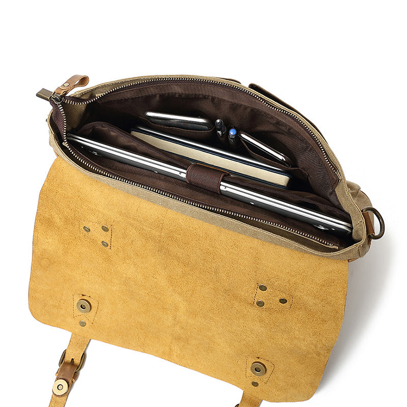 Chic vintage-inspired canvas messenger bag for men