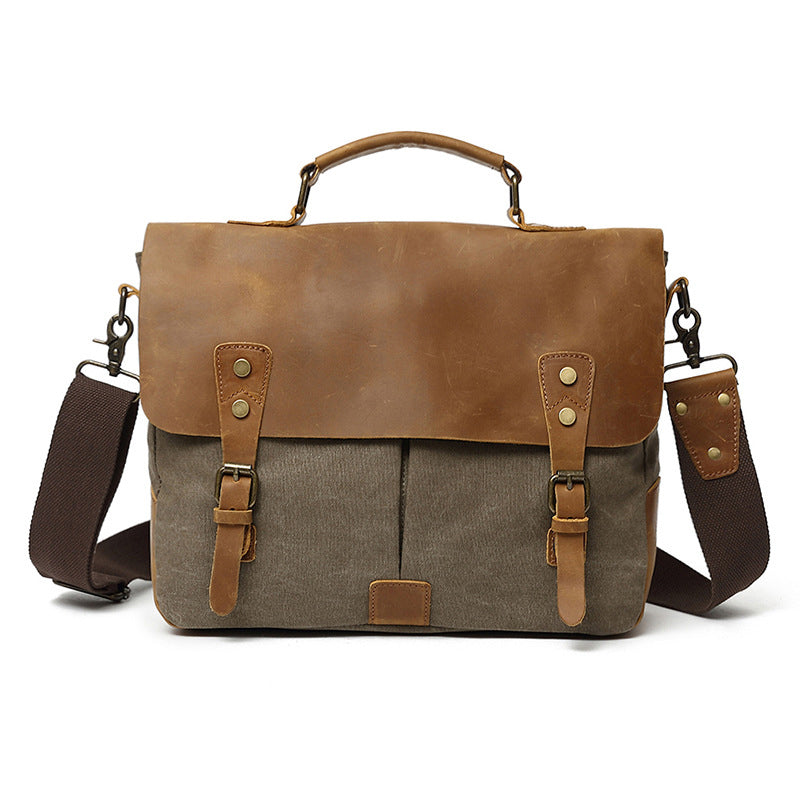 Men's messenger bag with vintage aesthetics in canvas