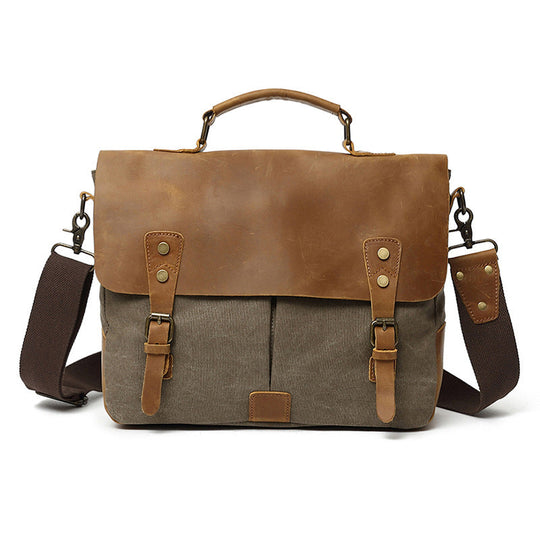 Men's messenger bag with vintage aesthetics in canvas