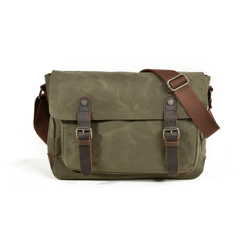 Canvas messenger bag for men with DSLR compartment