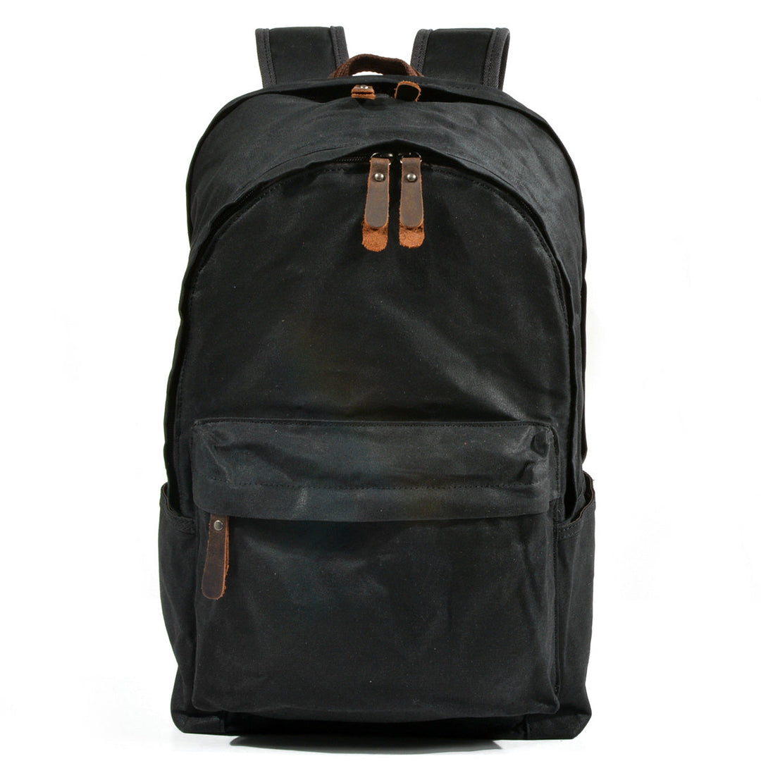 Retro Canvas Bookbag with Vintage Design and Adjustable Straps - Leather Purse Backpack
