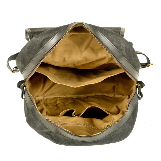 Vintage Canvas Rucksack Backpack with Adjustable Straps & Pockets - Leather Purse Backpack