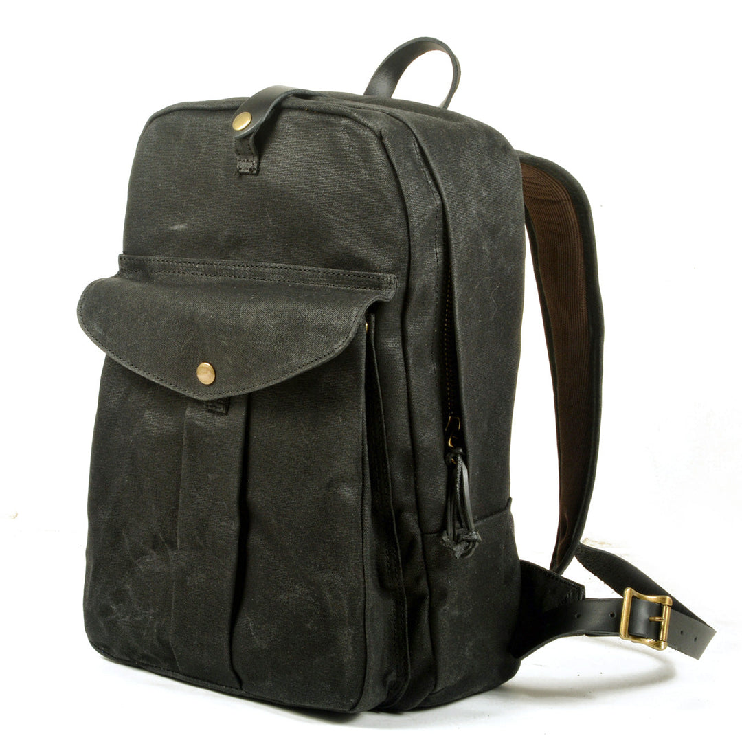 Classic Canvas Backpack with Adjustable Straps and Front Pocket - Leather Purse Backpack