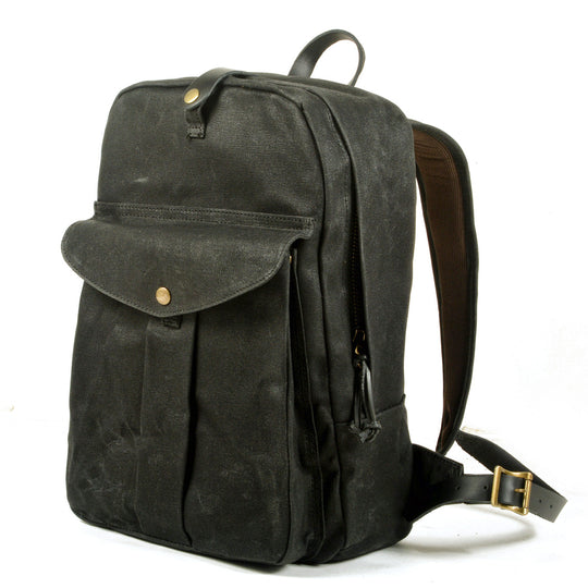 Classic Canvas Backpack with Adjustable Straps and Front Pocket - Leather Purse Backpack