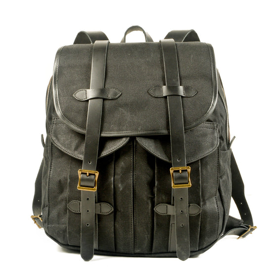 Vintage Canvas Rucksack Backpack with Adjustable Straps & Pockets - Leather Purse Backpack