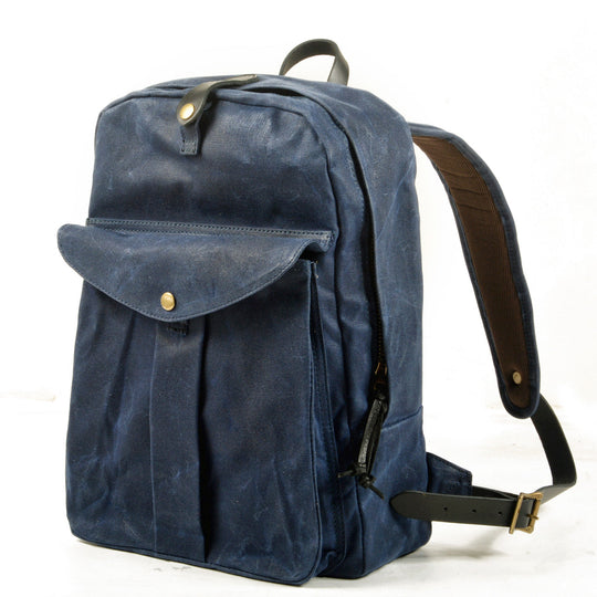 Classic Canvas Backpack with Adjustable Straps and Front Pocket - Leather Purse Backpack