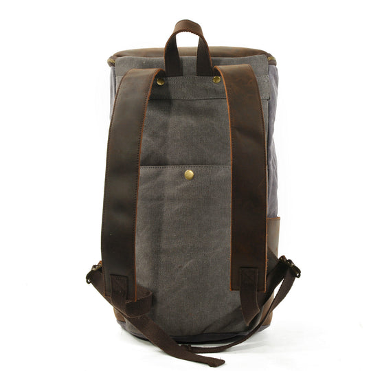 Durable Vintage Canvas Rucksack with Easy Access and Retro Charm - Leather Purse Backpack