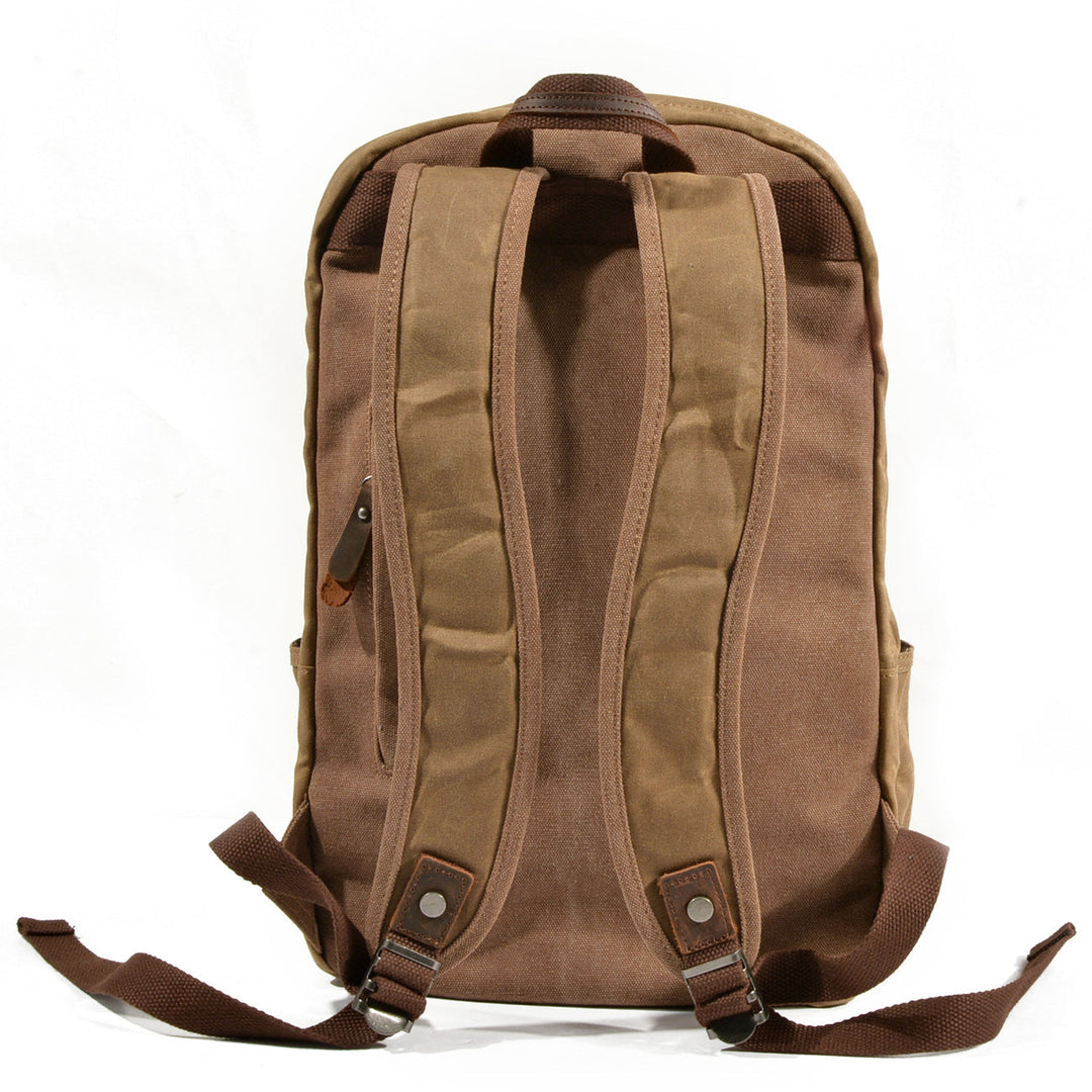 Retro Canvas Bookbag with Vintage Design and Adjustable Straps - Leather Purse Backpack