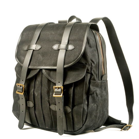Vintage Canvas Rucksack Backpack with Adjustable Straps & Pockets - Leather Purse Backpack