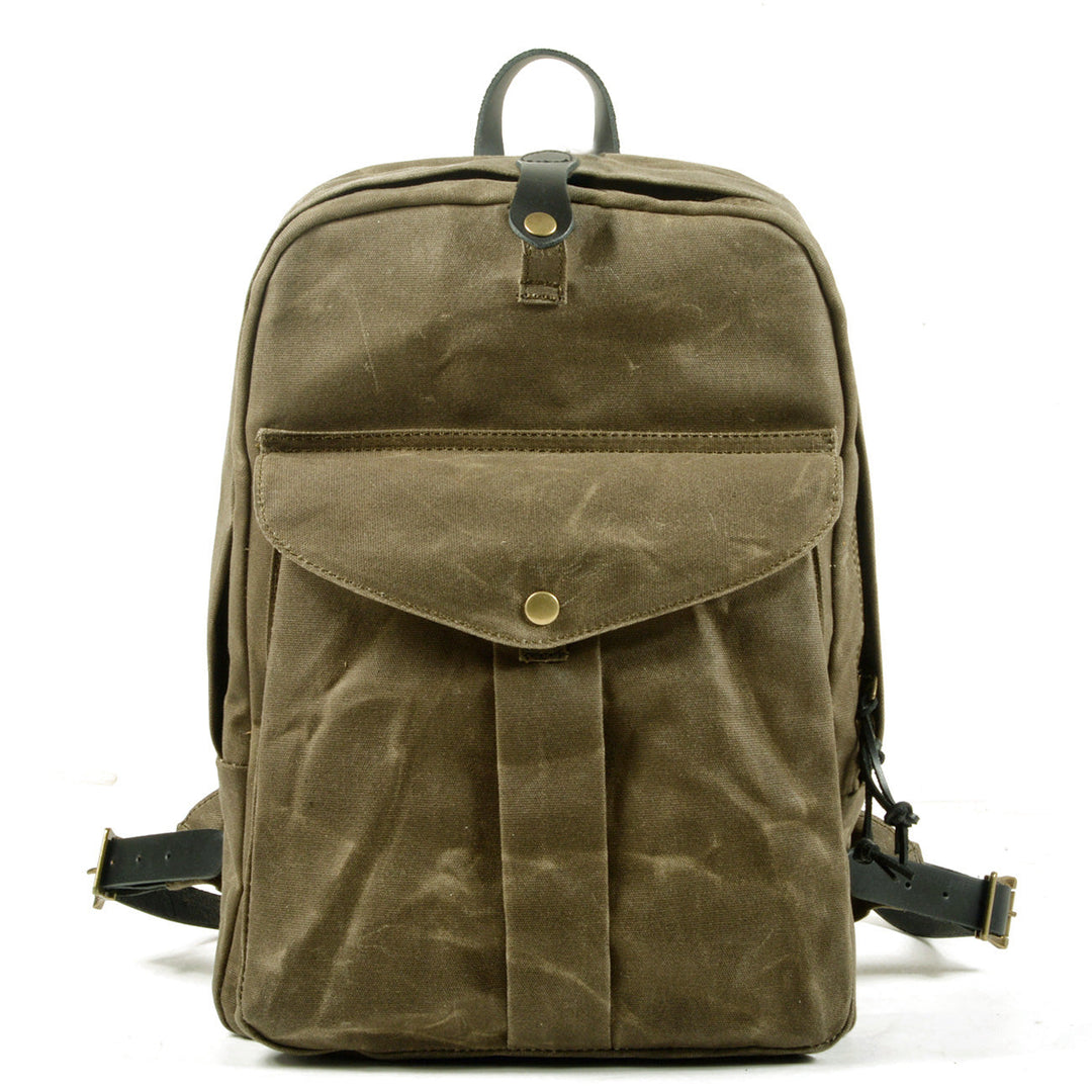 Classic Canvas Backpack with Adjustable Straps and Front Pocket - Leather Purse Backpack