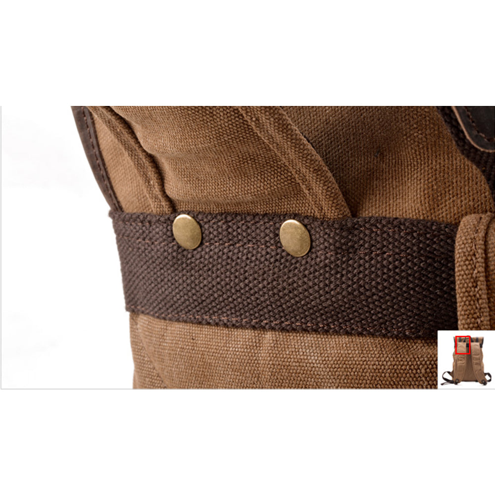Canvas Travel Backpack with Laptop Sleeve and Multiple Pockets - Leather Purse Backpack