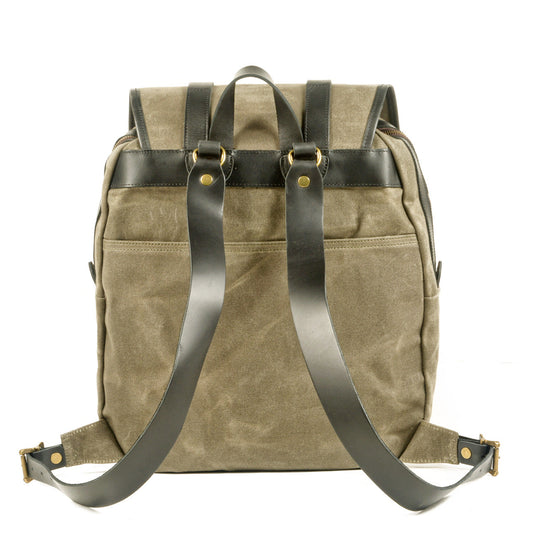 Vintage Canvas Rucksack Backpack with Adjustable Straps & Pockets - Leather Purse Backpack