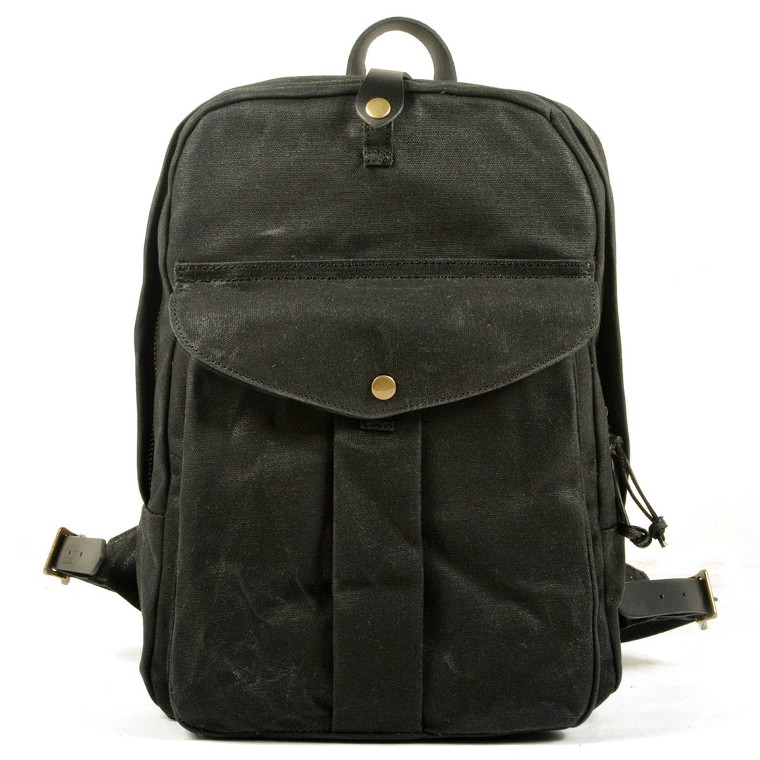 Classic Canvas Backpack with Adjustable Straps and Front Pocket - Leather Purse Backpack