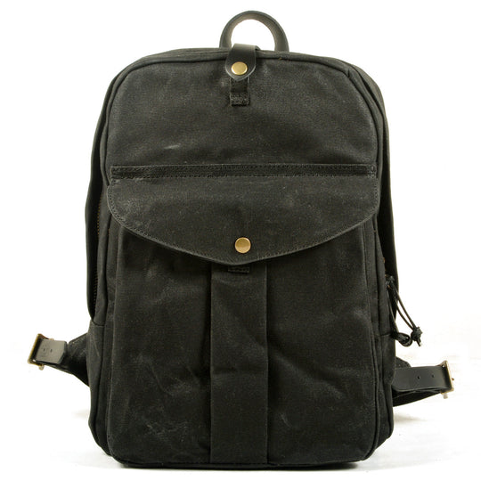 Classic Canvas Backpack with Adjustable Straps and Front Pocket - Leather Purse Backpack