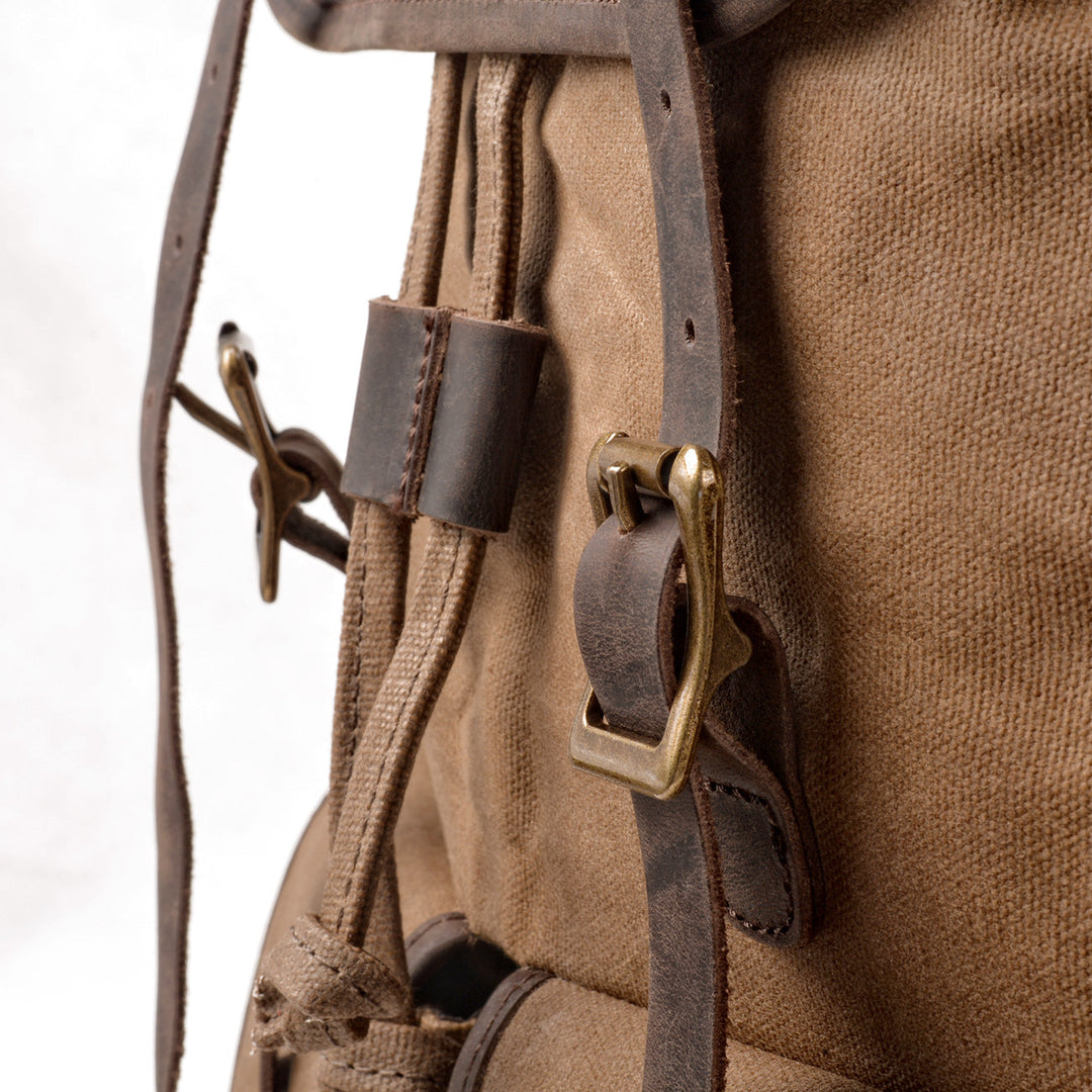 Canvas Travel Backpack with Laptop Sleeve and Multiple Pockets - Leather Purse Backpack