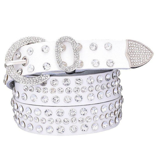 Rhinestone Leather Belt For Women, Allisa Model - Leather Purse Backpack