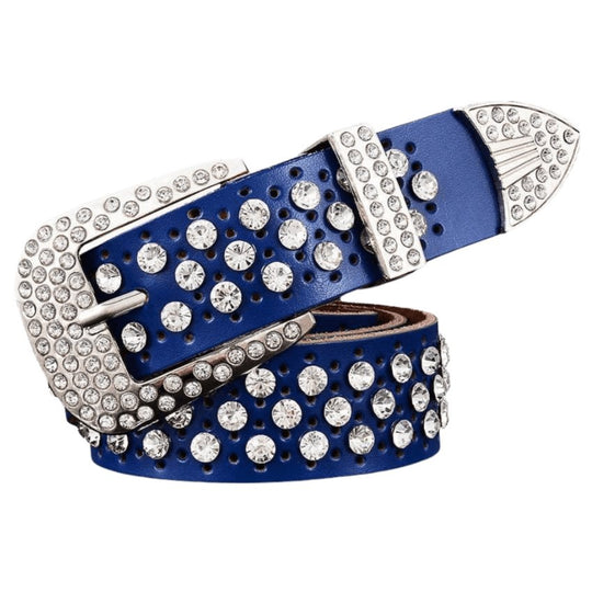 Rhinestone Leather Belt For Women, Quinn Model - Leather Purse Backpack
