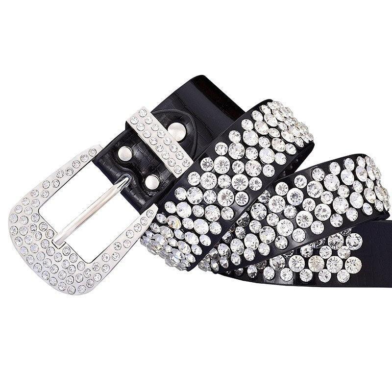 Rhinestone Leather Belt For Women, Syndra Model - Leather Purse Backpack